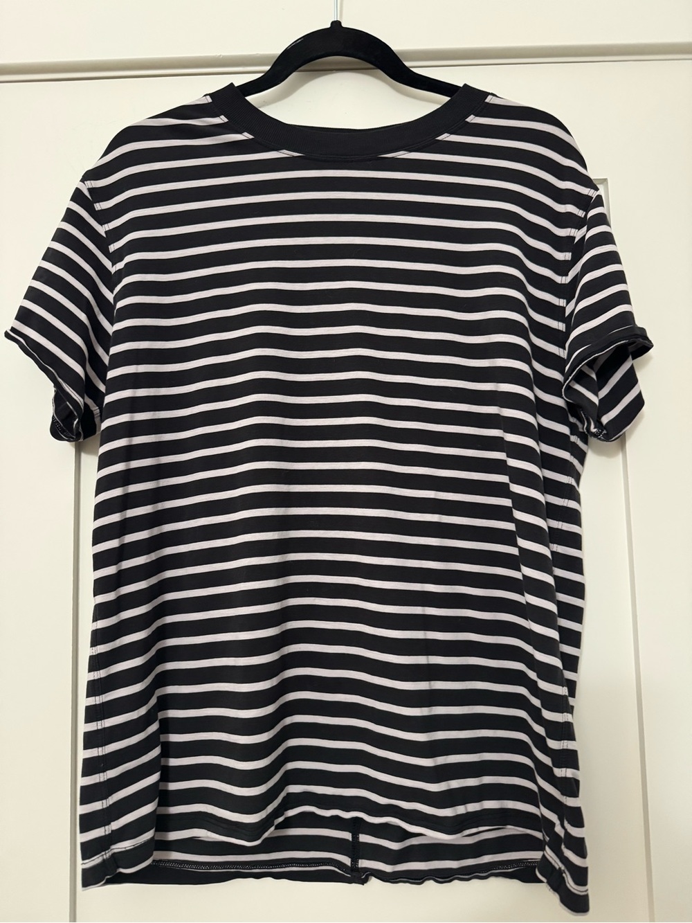 lululemon athletica Black and White Striped Short Sleeve Tee